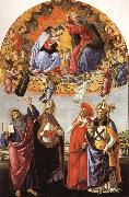 Sandro Botticelli The Coronation of the Virgin with SS.Eligius,John the Evangelist,Au-gustion,and Jerome oil